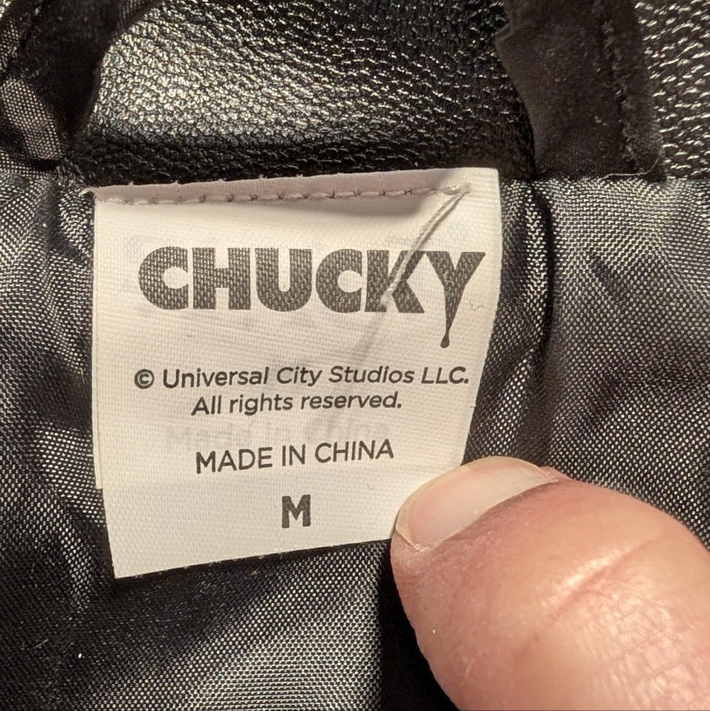 Chucky Tiffany Black Faux Leather Jacket Size Medium - Picture 8 of 10